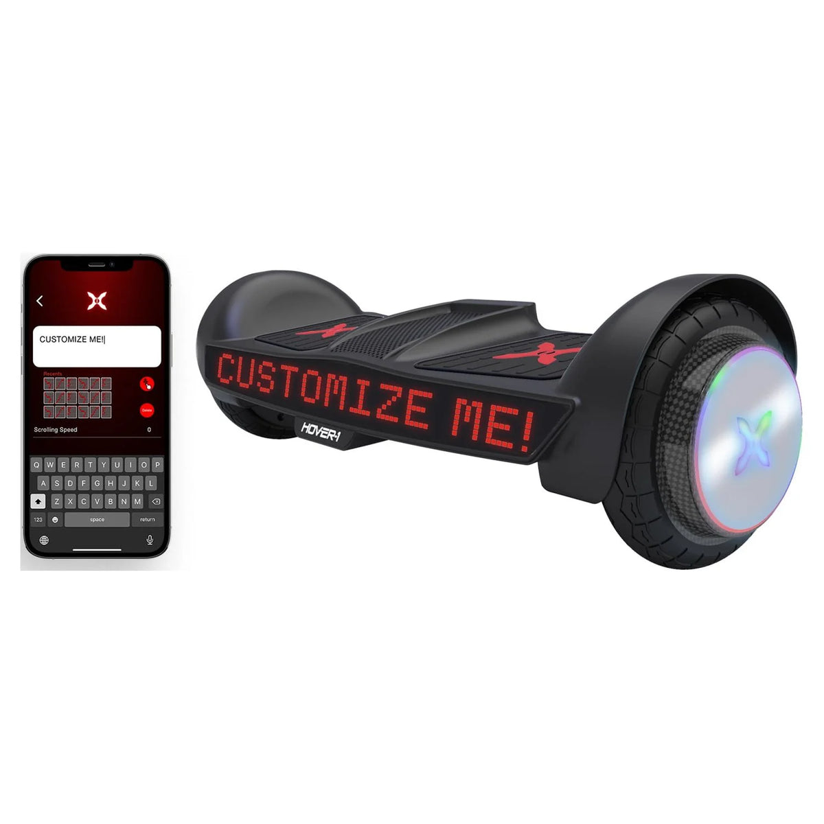 Black Hoverboard with Customizable Screen U82481