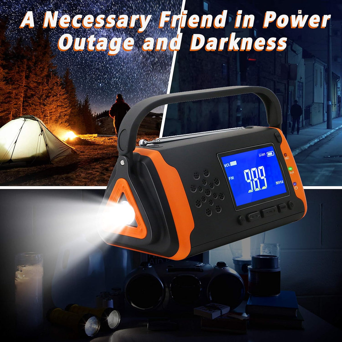 Solar Powered Hand Crank AM/FM/NOAA Weather Alert Radio with LED Flashlight V432257