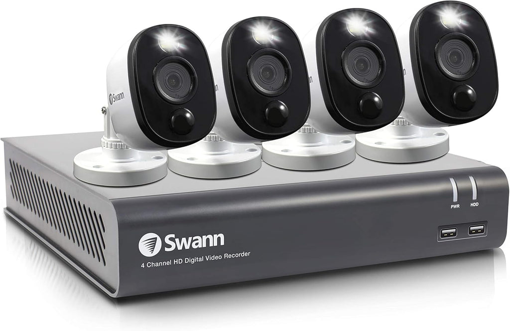 Black 4 Channel 4 Cameras DVR CCTV Security Camera System N5052