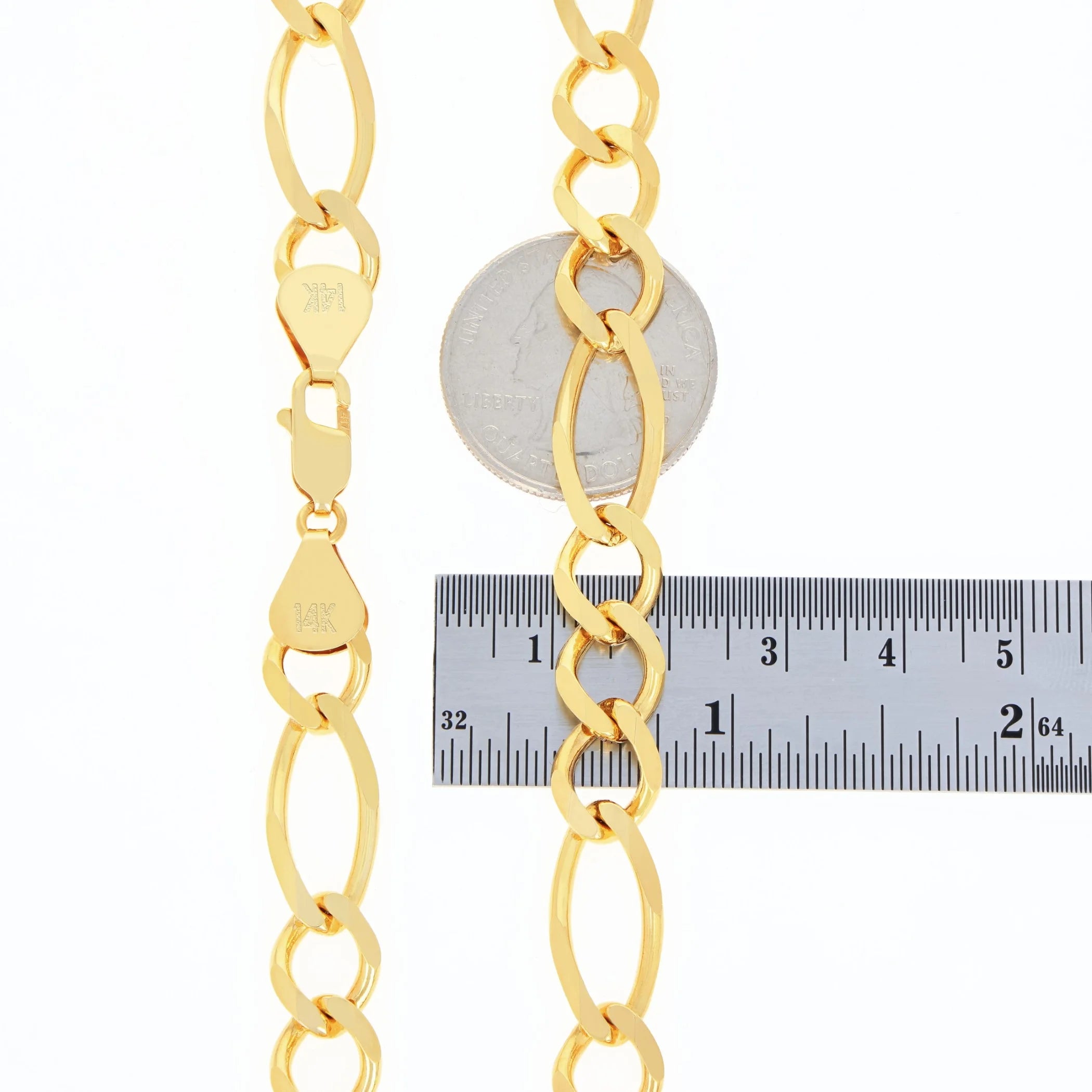 14k Yellow Gold Solid Figaro Chain Link Necklace 18" - 30" L6432