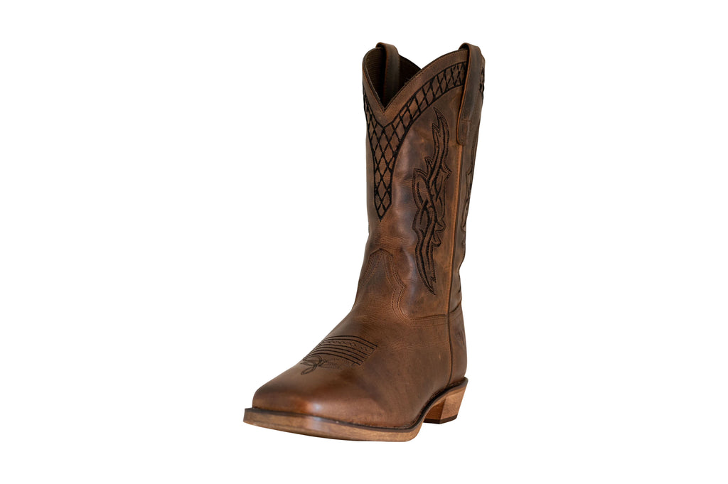 Brown Wide Square Toe Western Boot I911