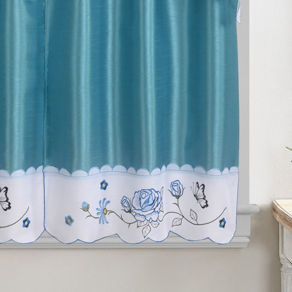 Turquoise 3-Piece Kitchen Curtain Tiers & Swag Set, 58x36 & 28x36 inches B288