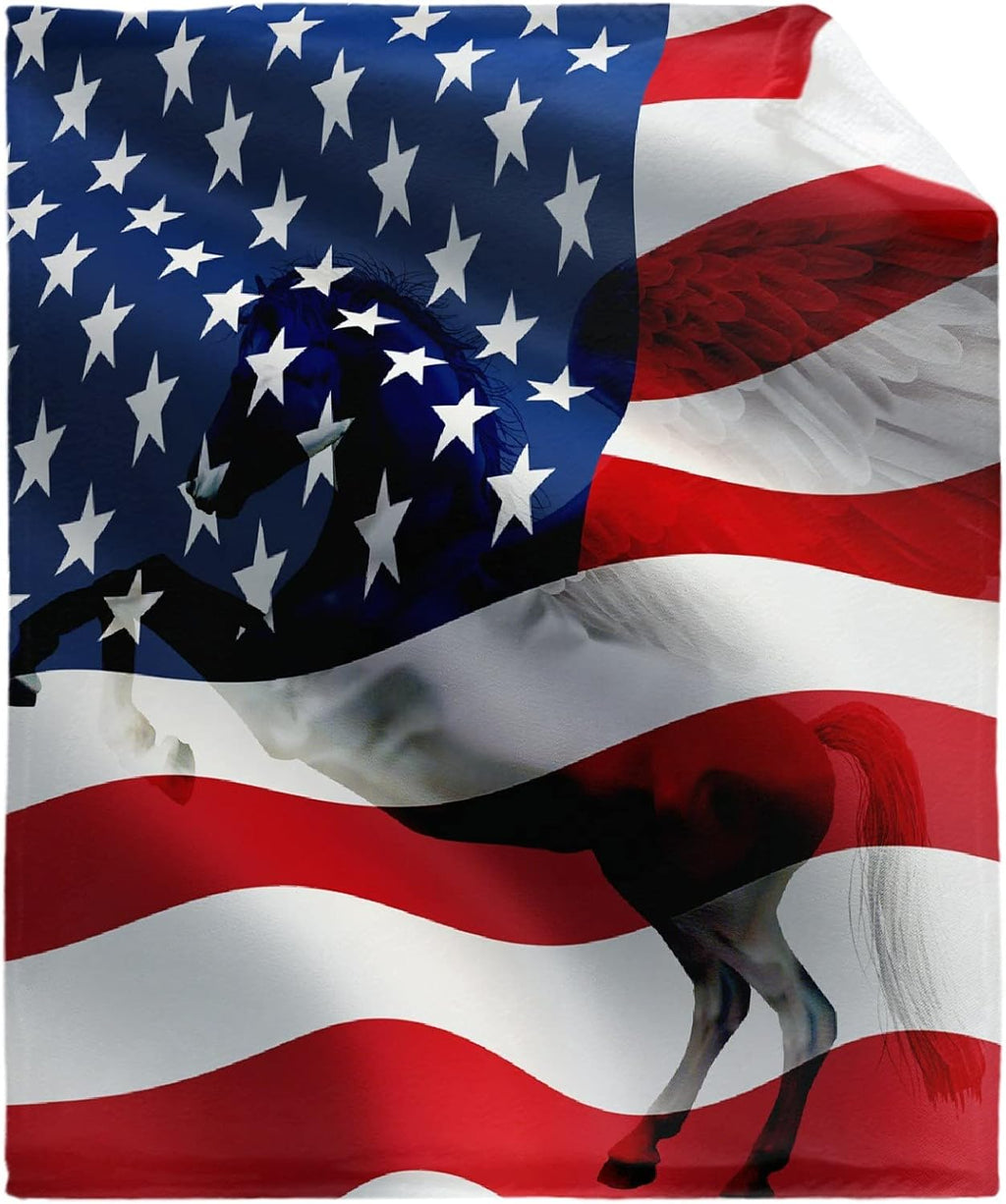 Baseball American Flag Throw Blanket Flannel Fleece Velvet Plush 60 x 80 M727