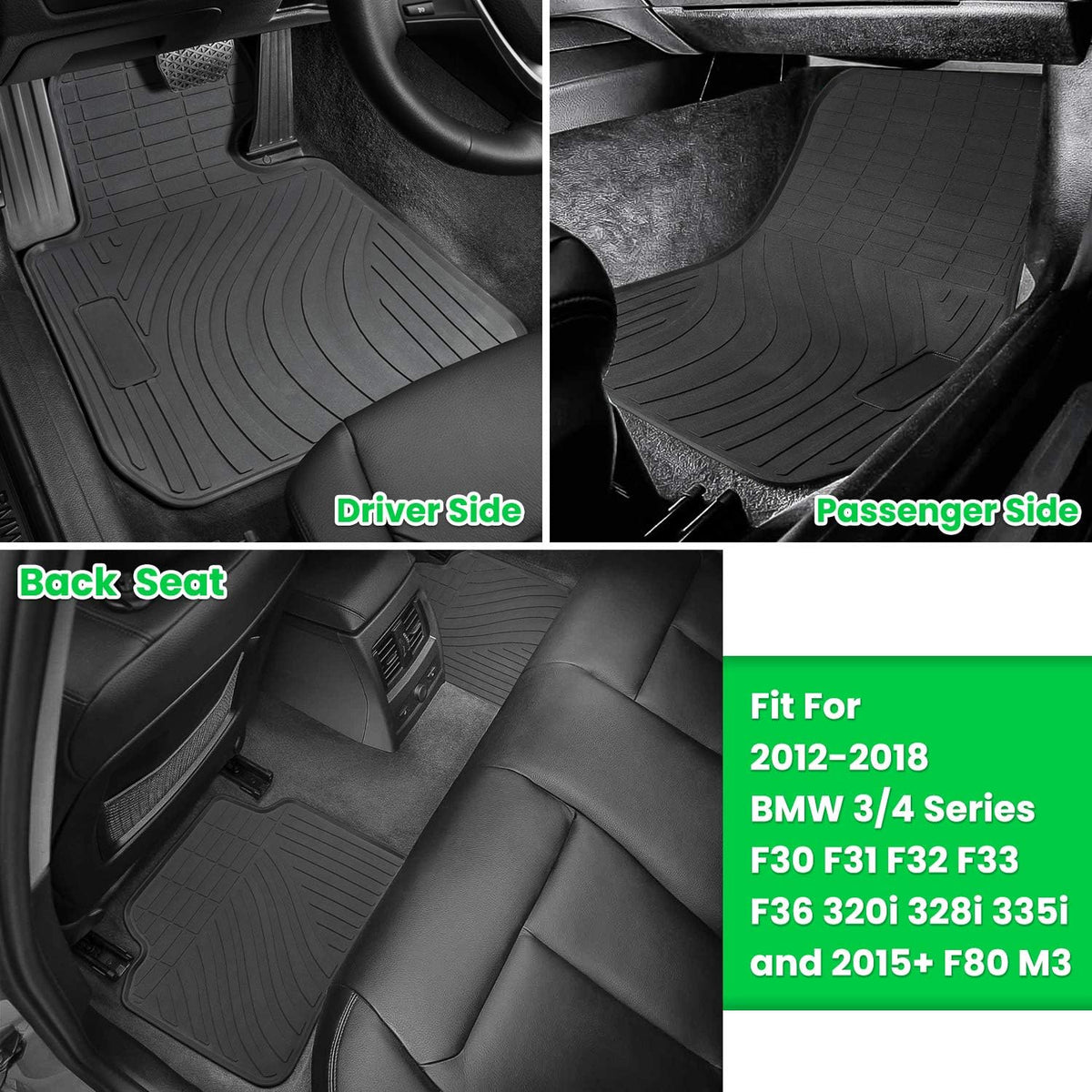 Heavy Duty Rubber Car Liner Black 4PCS D36251