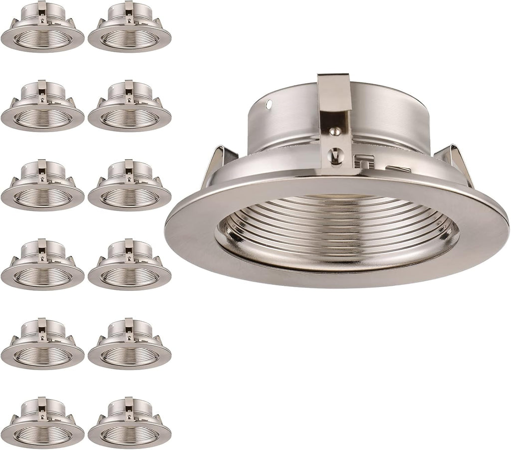 12-Pack 4 Inch Recessed Can Light Trim, Oil Rubbed Bronze Metal Step Baffle Trim T451185