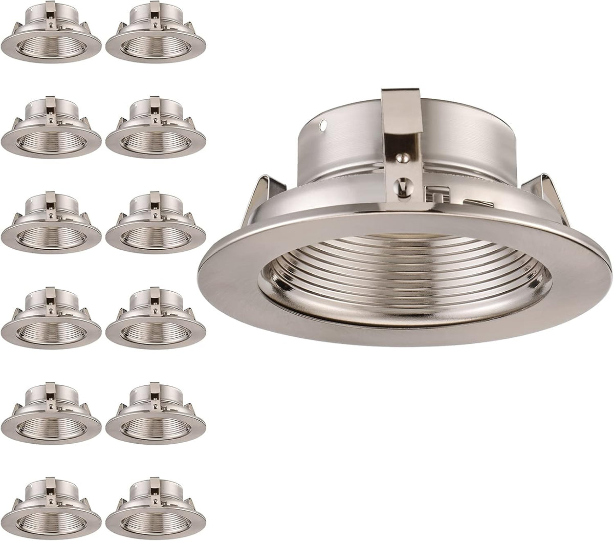 12-Pack 4 Inch Recessed Can Light Trim, Oil Rubbed Bronze Metal Step Baffle Trim T451185