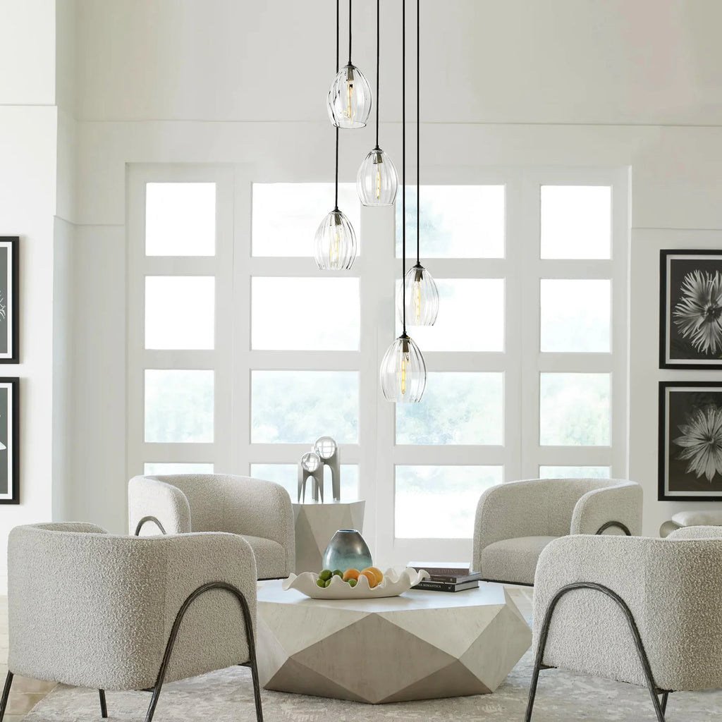 5-Light Linear Cluster Shade Contemporary Pendant J374