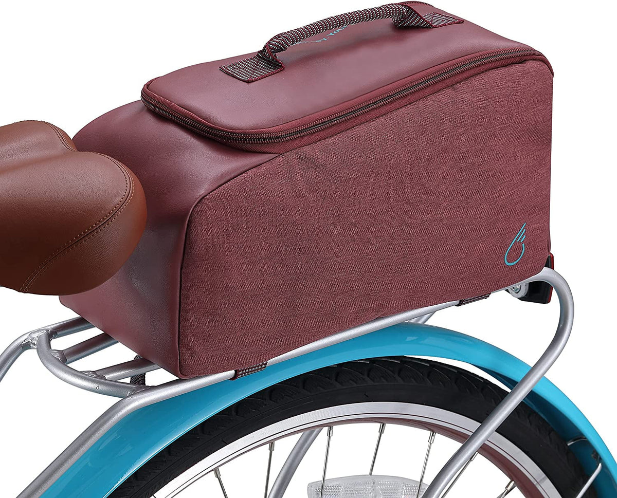 Burgundy Waterproof Bicycle Pannier Bag Rear Rack Trunk with Carry Handle N270