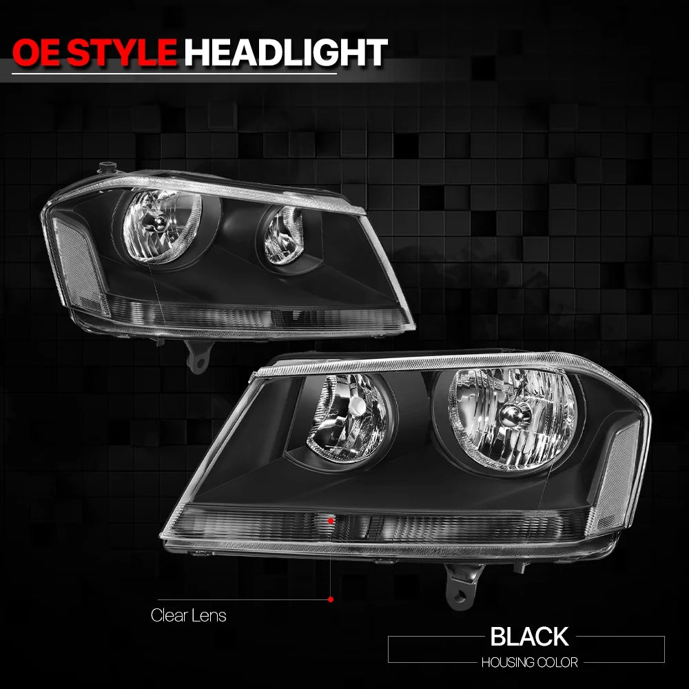 Black Housing Headlight Lamp with Clear Turn Signal Reflector W727429