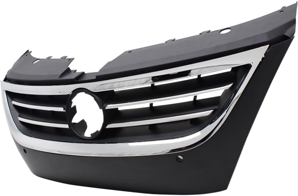 Primed Black Plastic Grille Assembly with Chrome Molding and Distance Sensor Hole P5520
