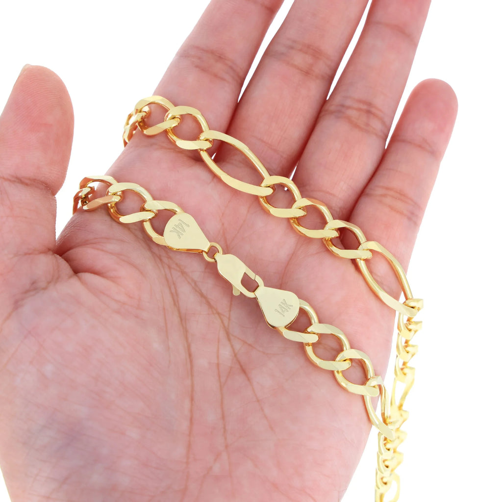 14k Yellow Gold Solid Figaro Chain Link Necklace 18" - 30" L6432