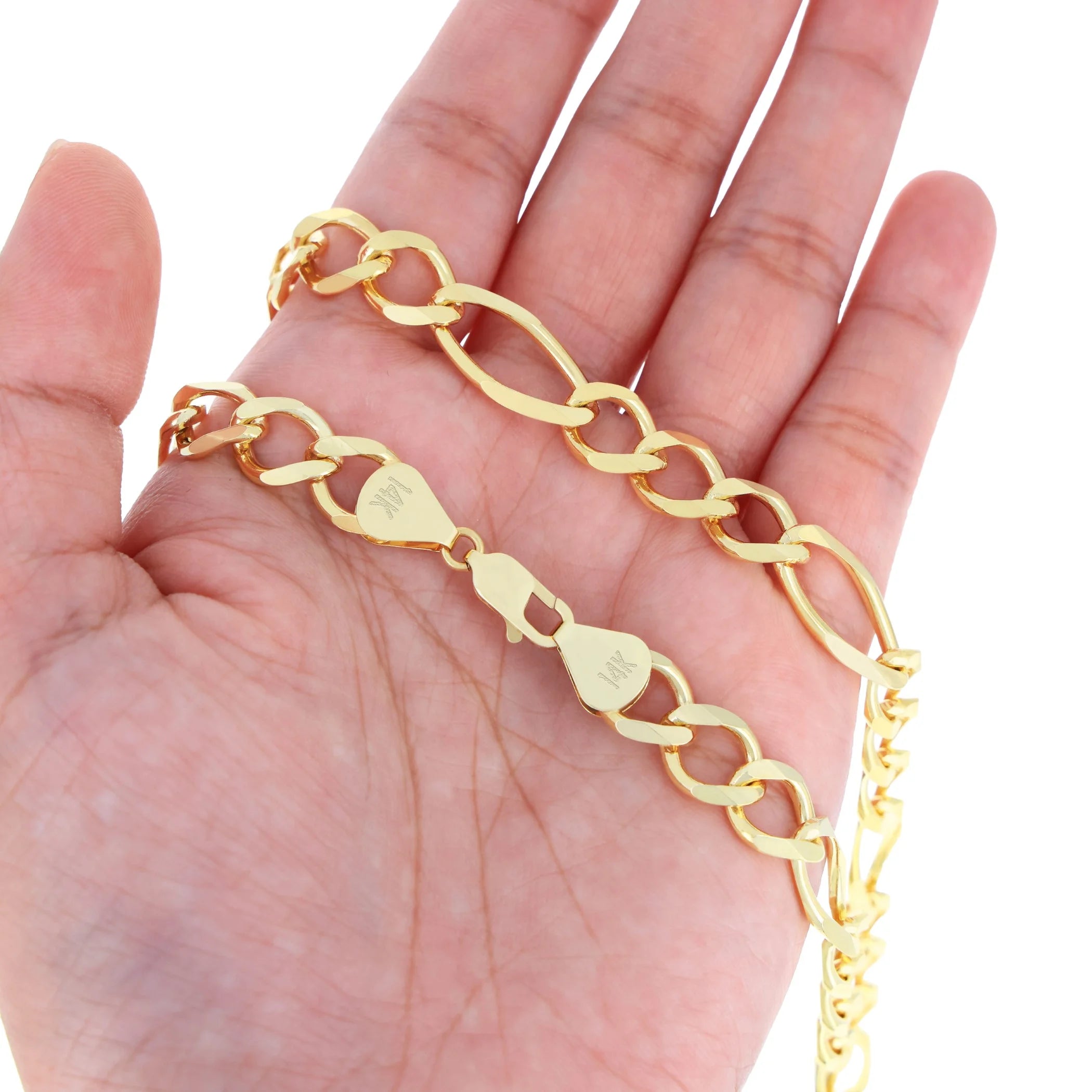 14k Yellow Gold Solid Figaro Chain Link Necklace 18" - 30" L6432
