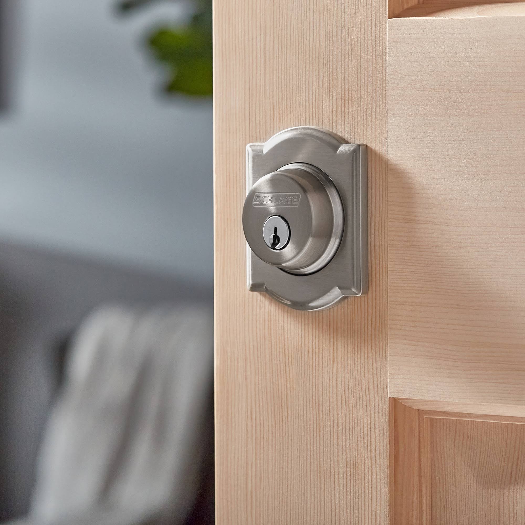 Satin Nickel Single Cylinder Deadbolt in Brown S1091