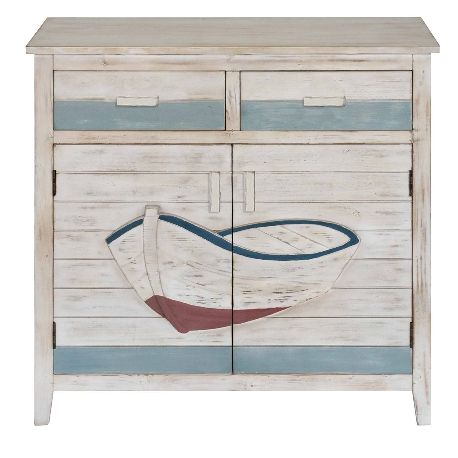 White Wash and Aqua 2 Drawer 2 Door Cabinet Z821883