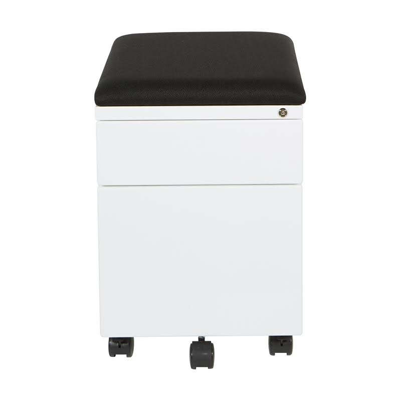 White Mobile File with Padded Seat M42570