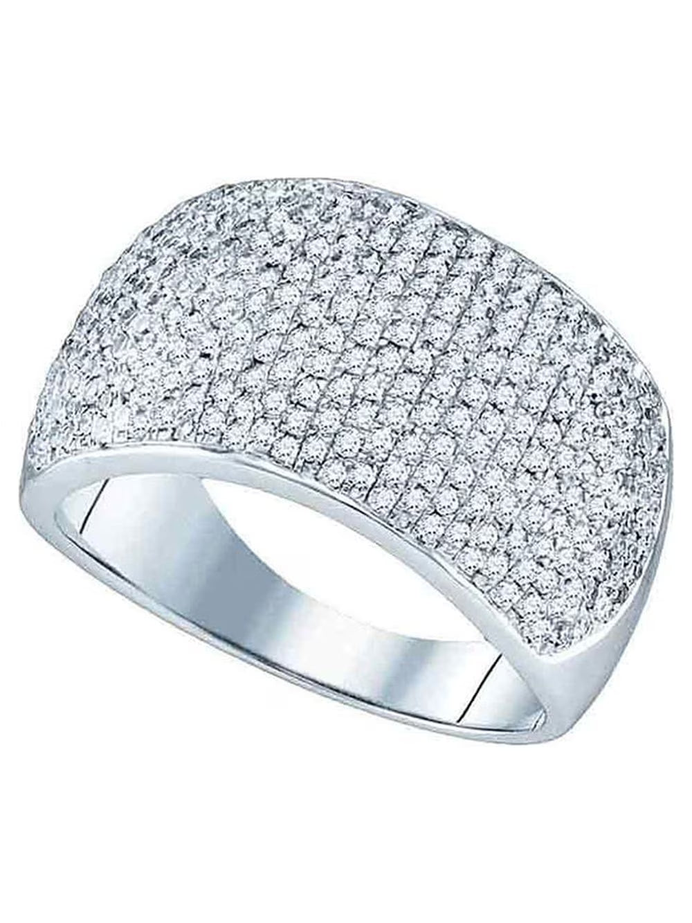 10kt White Gold Diamond Pave Band Ring 1 Cttw P859009