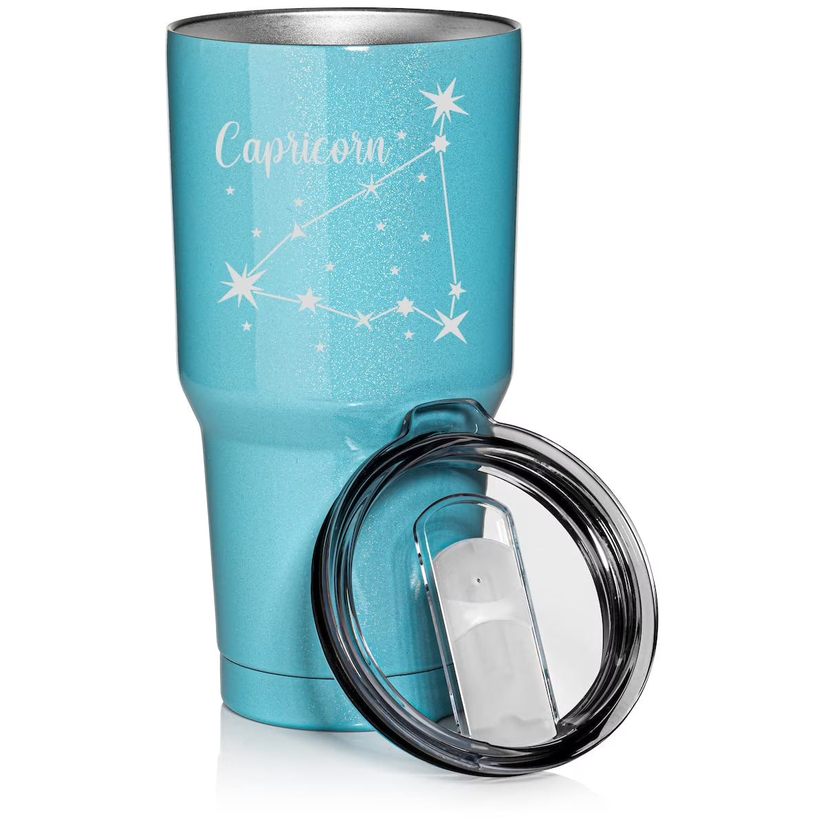 Light Blue Glitter 30 oz Stainless Steel Vacuum Insulated Tumbler Cup R8981
