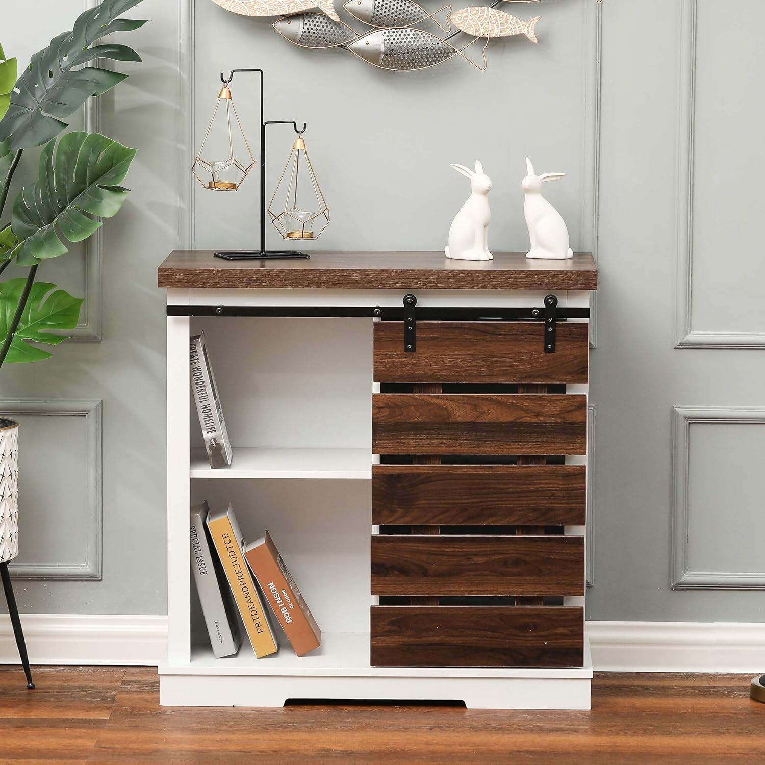 White 4 Drawer Wood Bathroom Floor Storage Cabinet Z2369