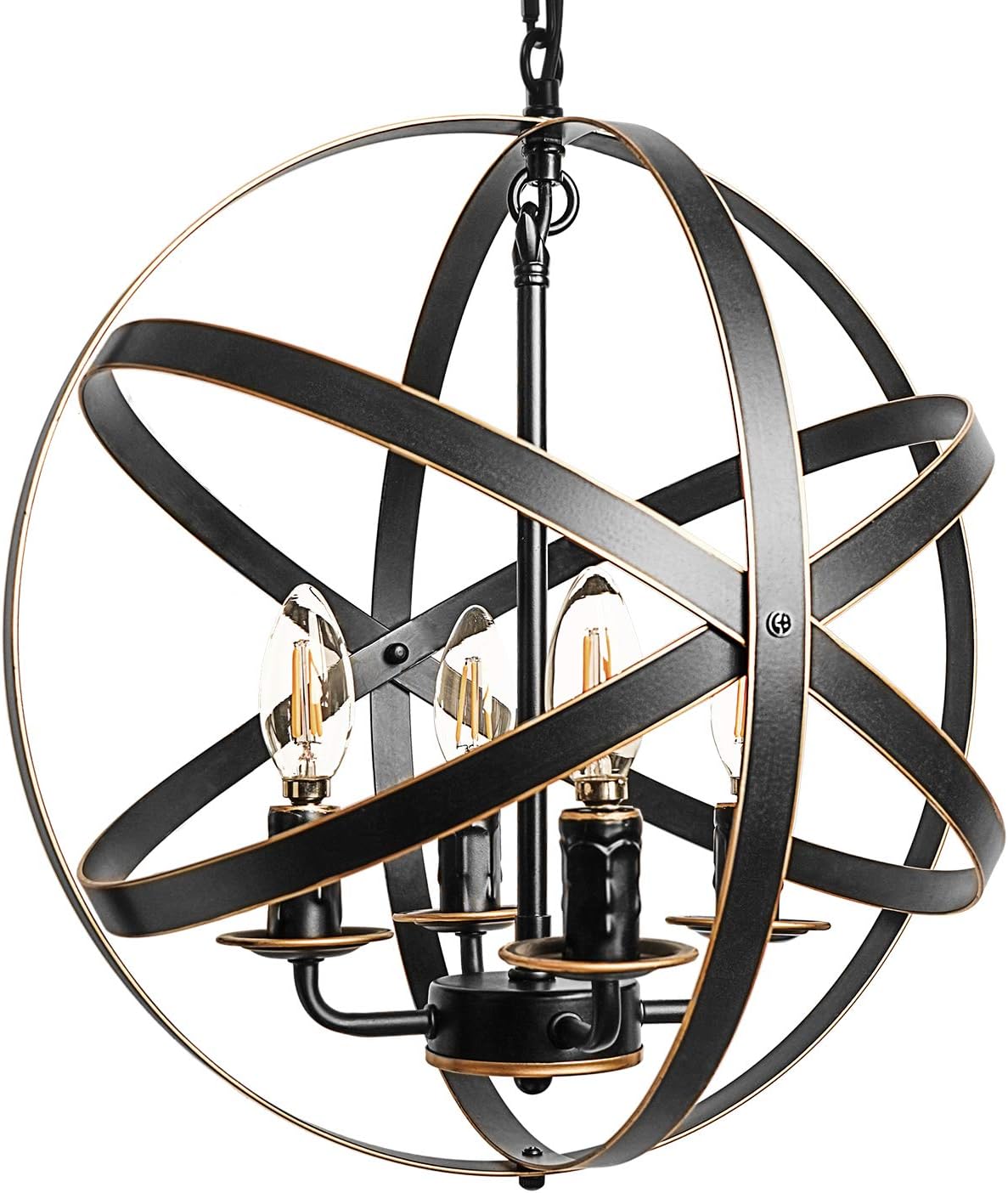 Black 6-Light Farmhouse Chandelier with Spherical Shade K667