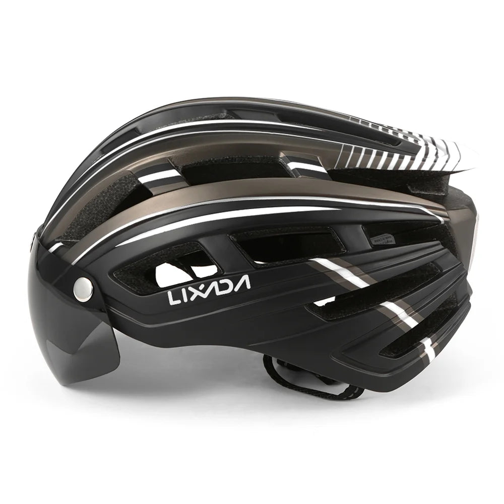 Mountain Bike Helmet Motorcycling Helmet with Back Light Detachable Magnetic Visor UV Protective L725