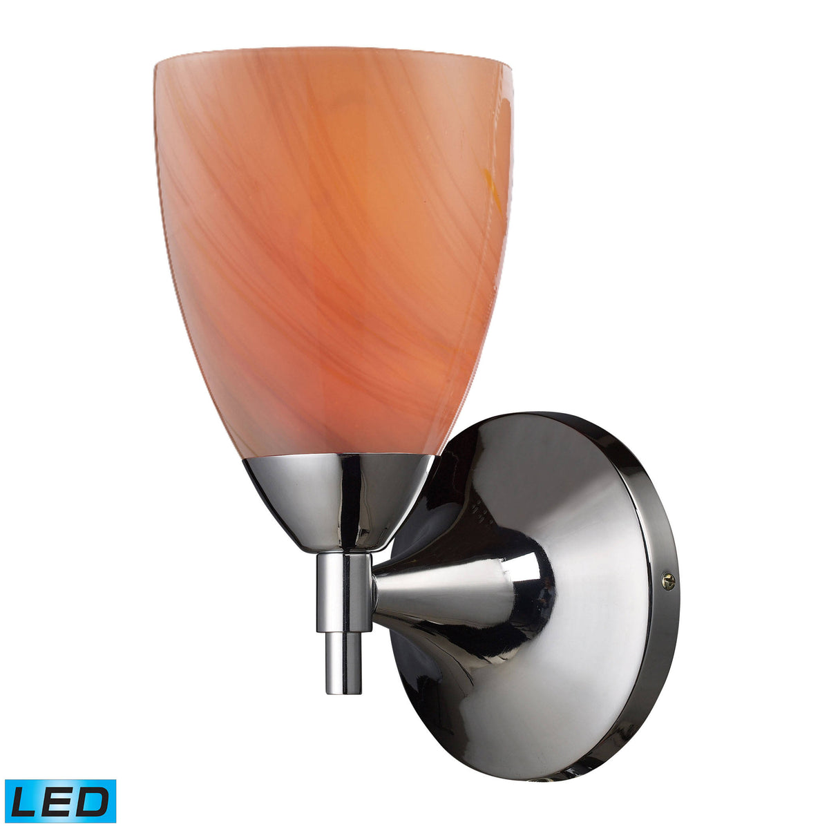 Polished Chrome 1-Light Sconce with Sandy Glass V61973