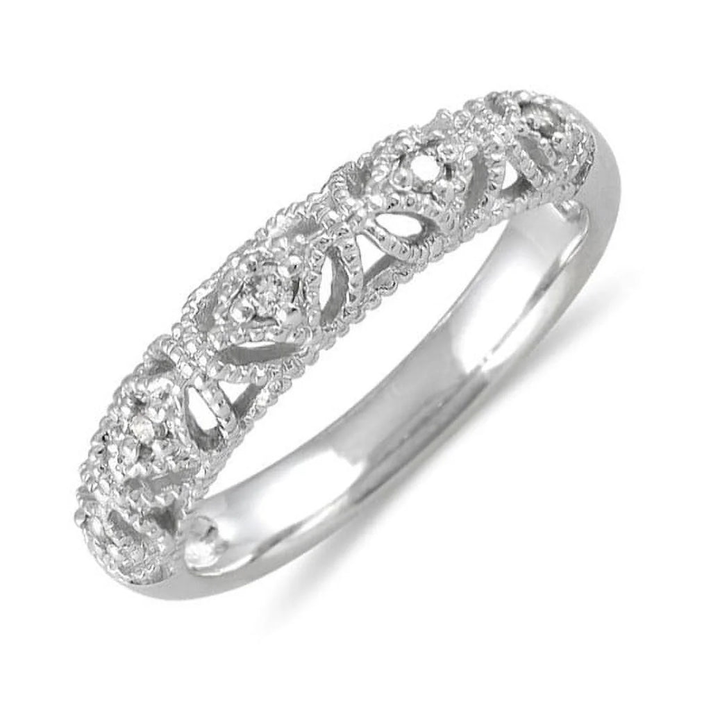Antique Diamond Wedding Ring Band in White Gold O893373