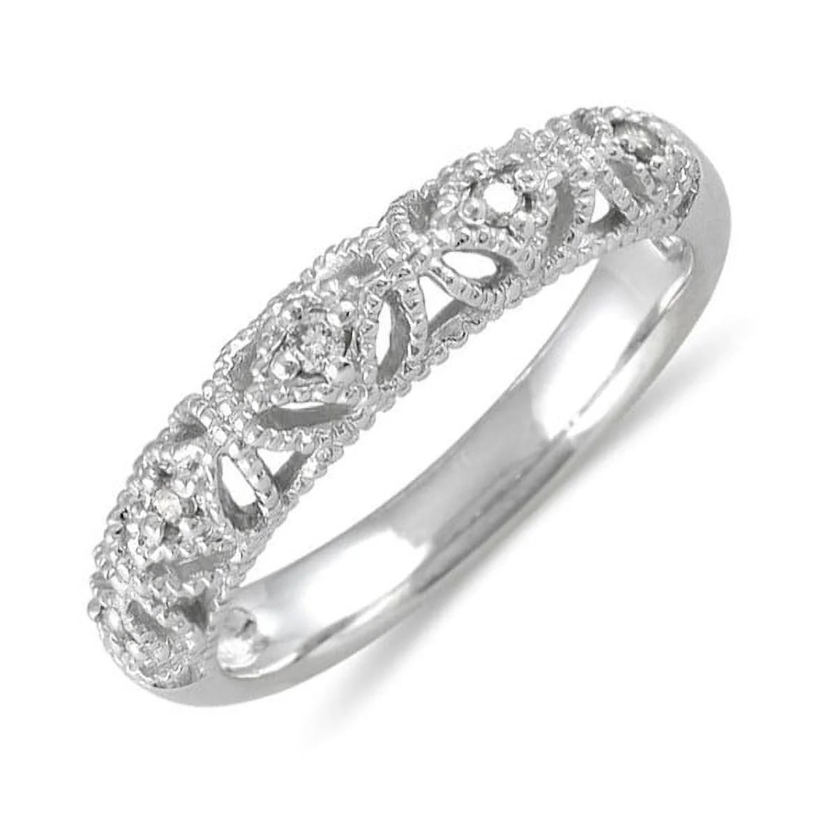 Antique Diamond Wedding Ring Band in White Gold O893373