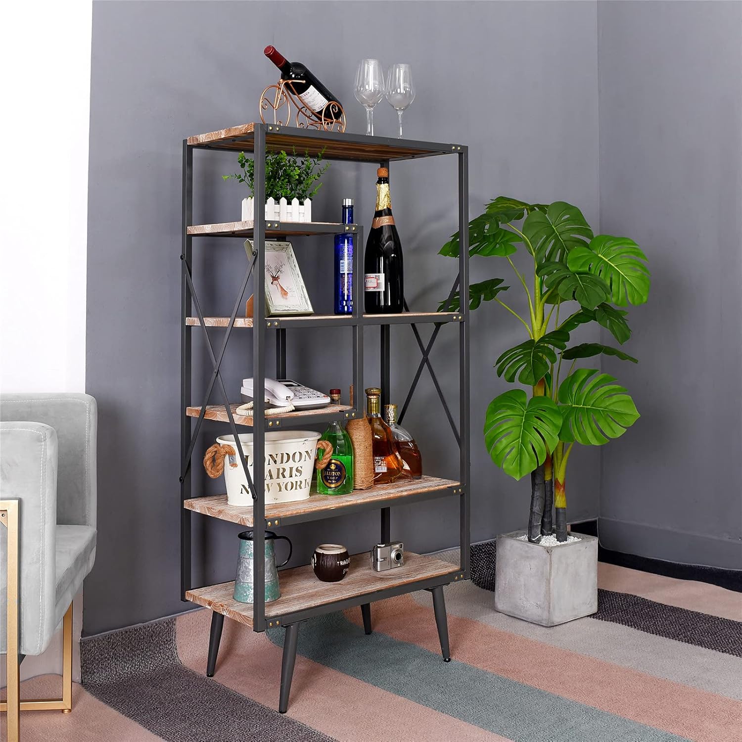 6 Tier Solid Wood Bookcase M3641