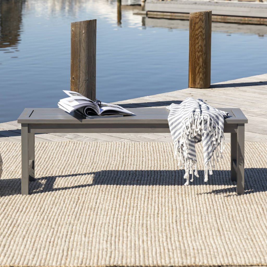 Gray Wash Solid Acacia Wood Patio Dining Bench G535843