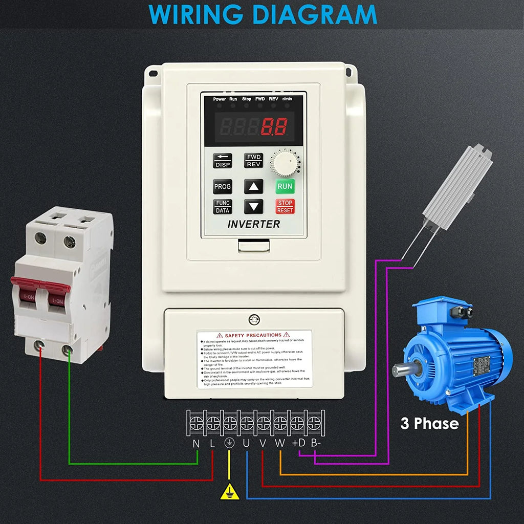 1.5kw 2HP 8A VFD Inverter Single Phase to 3 Phase Frequency Converter I10334