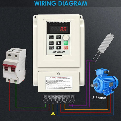 1.5kw 2HP 8A VFD Inverter Single Phase to 3 Phase Frequency Converter I10334