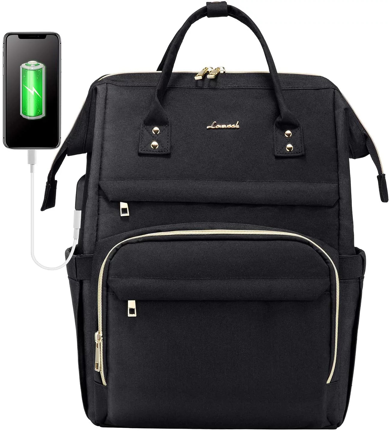 17" Waterproof Laptop Backpack with USB-Black L3921