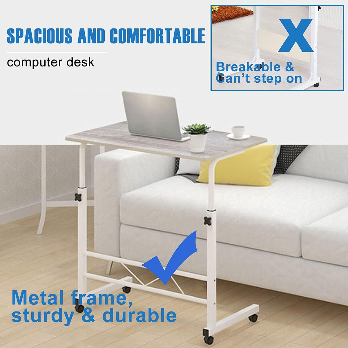 Adjustable Height Rolling Laptop Cart with Wheels B46257