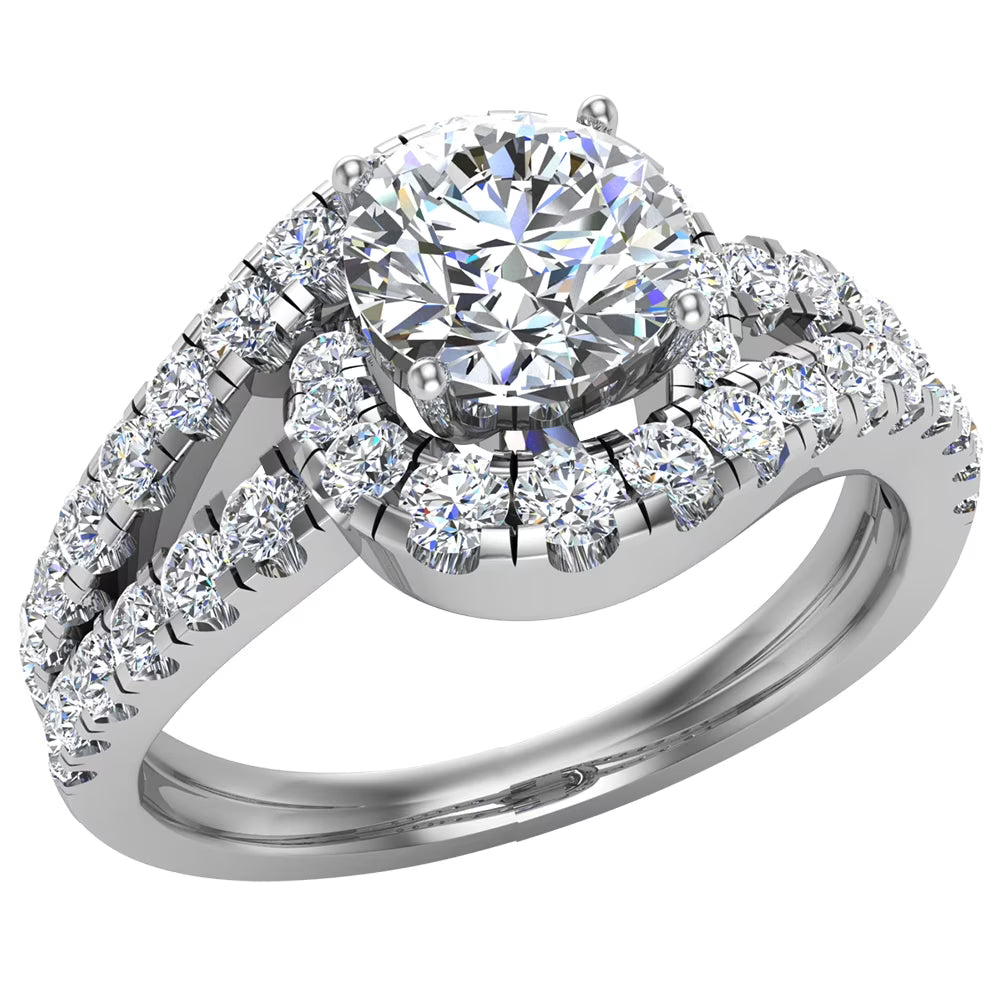 14K White Gold Diamond Engagement Ring 1.25 CT R684
