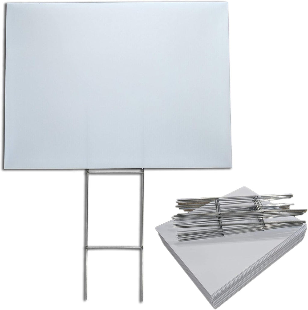 Blank Yard Signs 18x24 with h-Stakes, Box of 50 V928