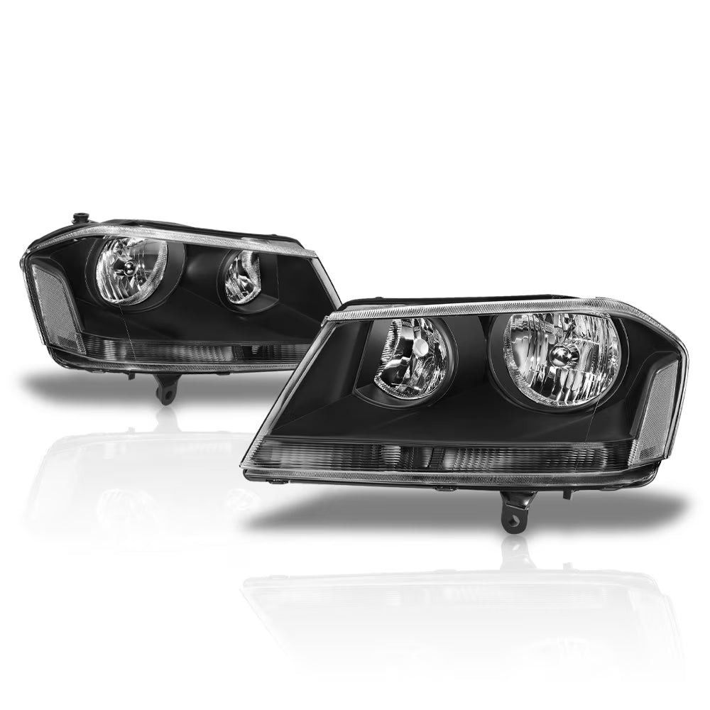 Black Housing Headlight Lamp with Clear Turn Signal Reflector W727429