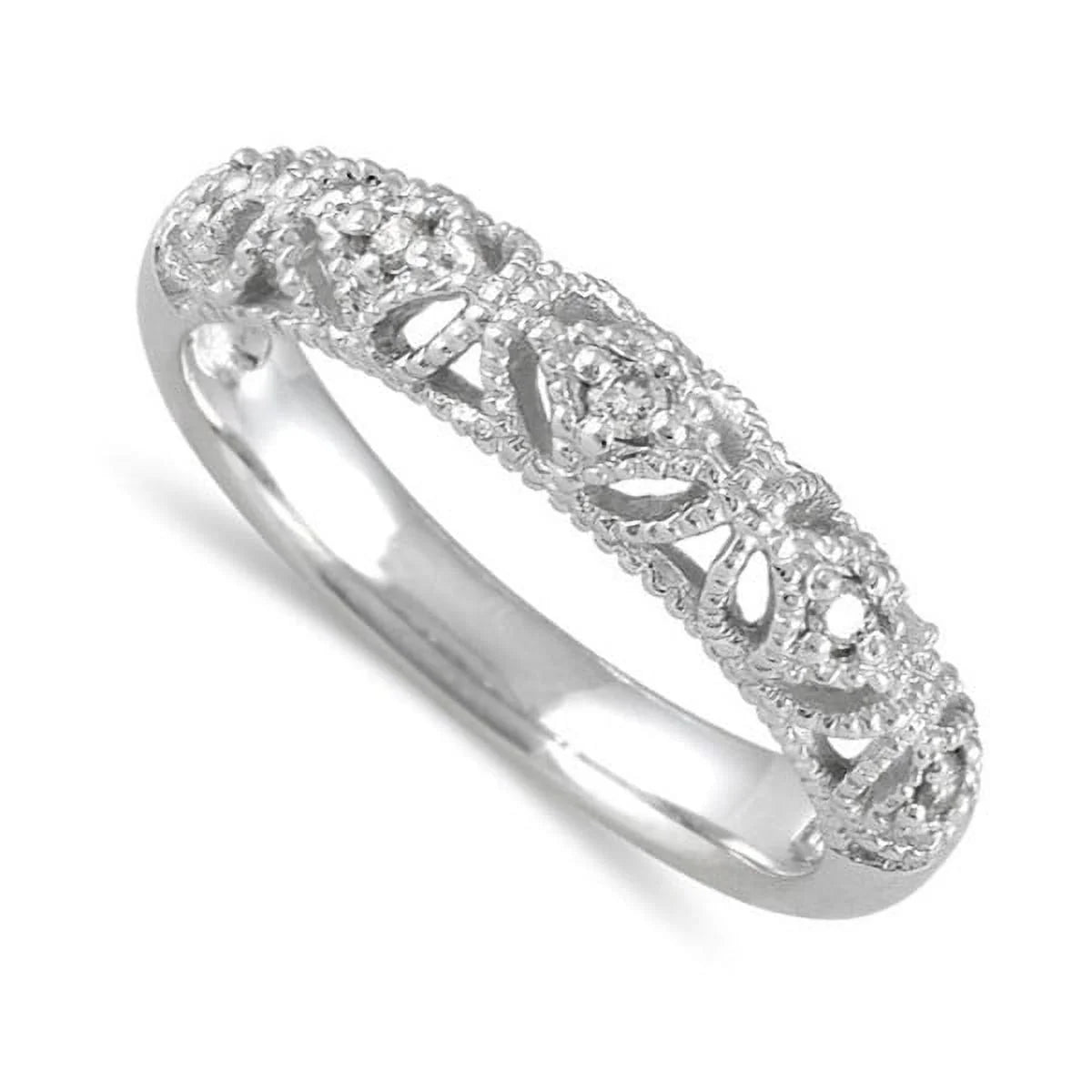 Antique Diamond Wedding Ring Band in White Gold O893373