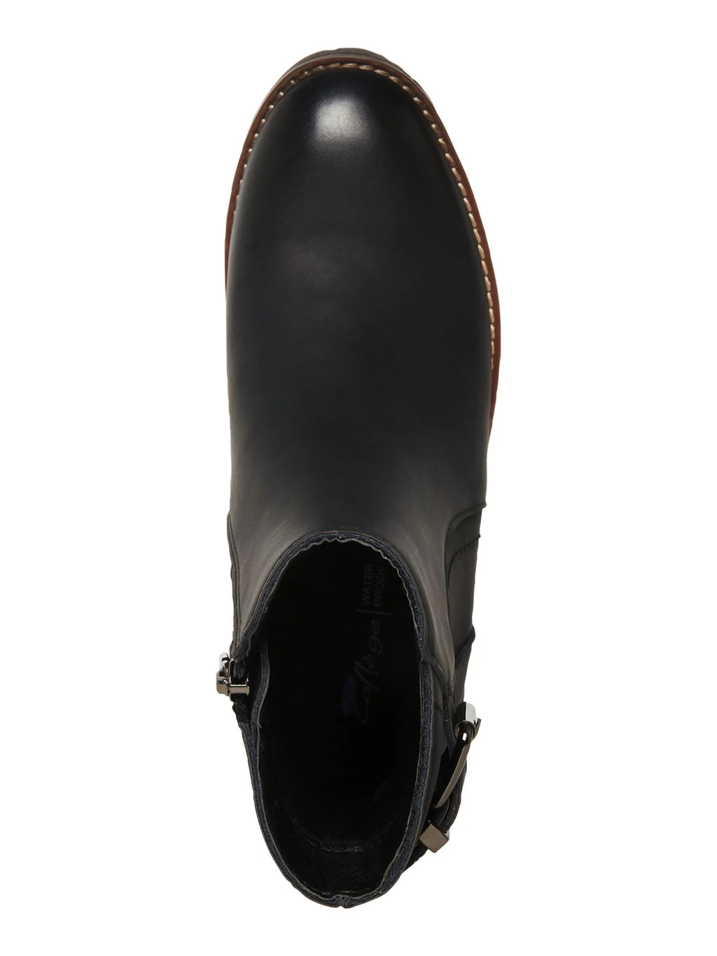 Black Padded Waterproof Leather Booties T568