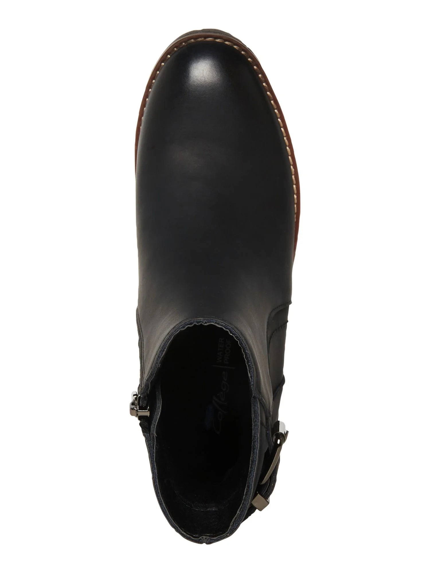 Black Padded Waterproof Leather Booties T568