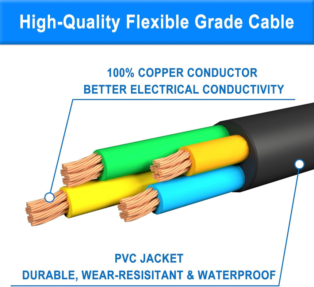 30 Amp 25 Feet RV Extension Cord with Polarity LED Light, Grip Handle, Twist Locking, STW 10AWG 3 Wire, NEMA TT-30P to L5-30R, Pack of 2 V424