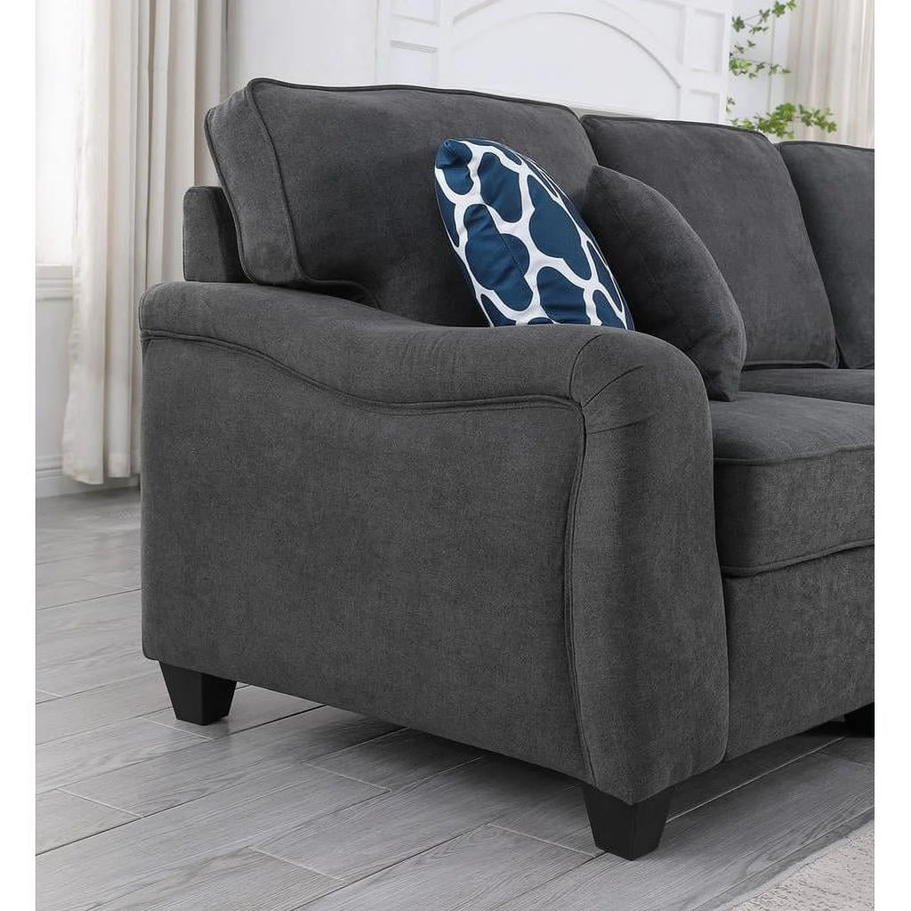 Dark Gray Woven Fabric 8Pc Modular Sectional Sofa with Ottoman G8393