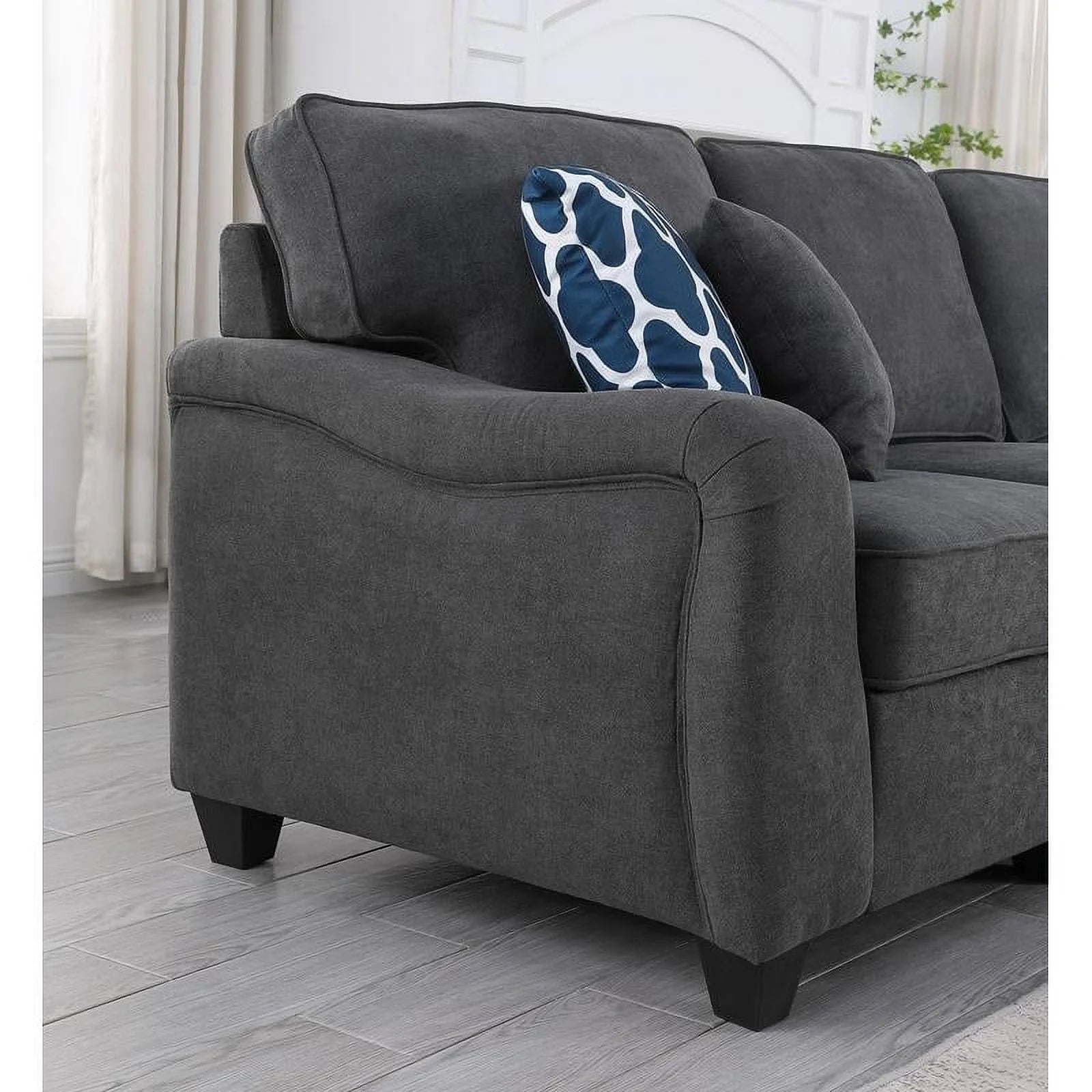 Dark Gray Woven Fabric 8Pc Modular Sectional Sofa with Ottoman G8393