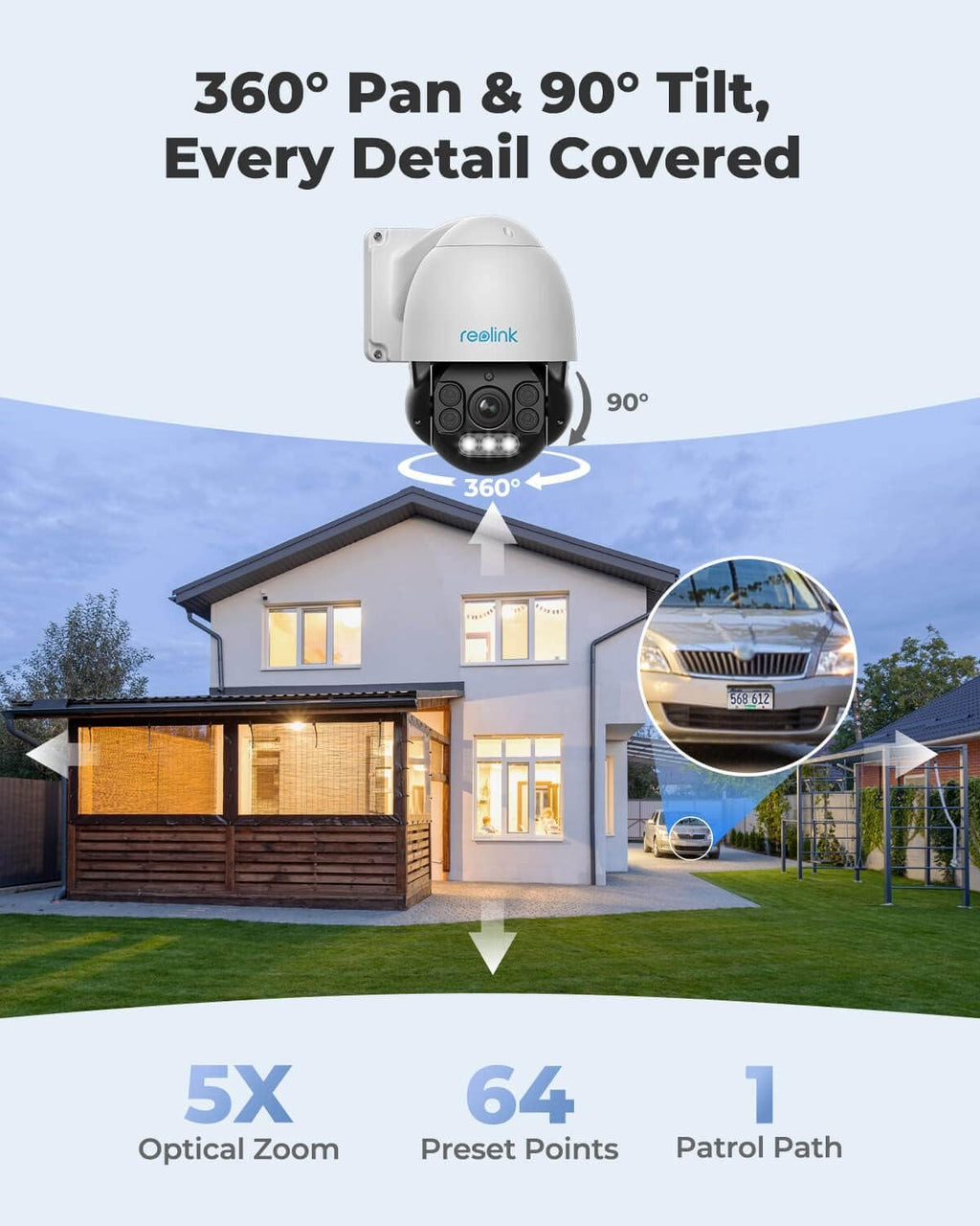 4K PTZ Outdoor Camera with 5X Optical Zoom Auto Tracking U9685
