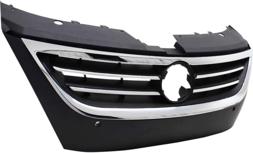 Primed Black Plastic Grille Assembly with Chrome Molding and Distance Sensor Hole P5520