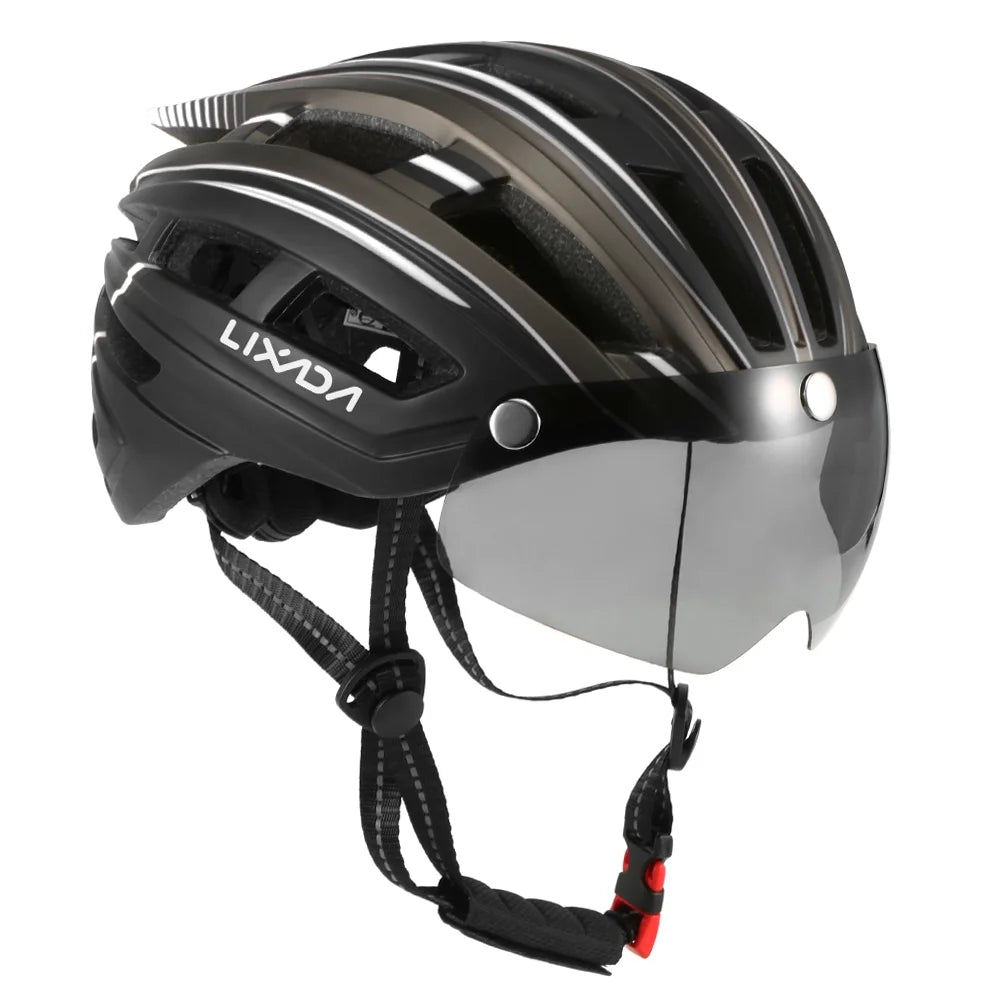Mountain Bike Helmet Motorcycling Helmet with Back Light Detachable Magnetic Visor UV Protective L725