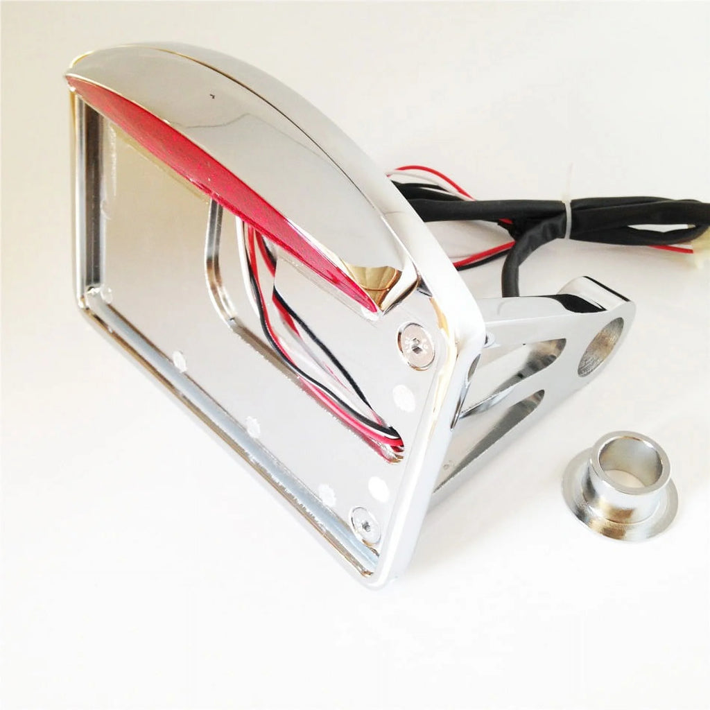 Chrome Side Mounted License Plate Bracket with Led Tail Light Brake Light V966