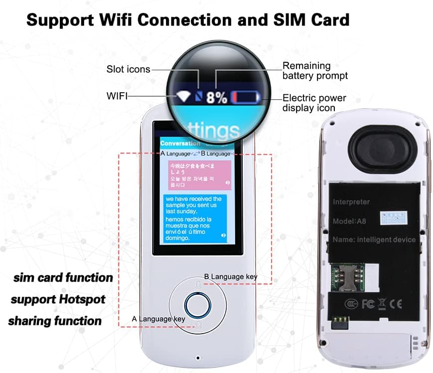 White 3.0 Touch Screen Portable Translator Device, Pack of 2 Z907238