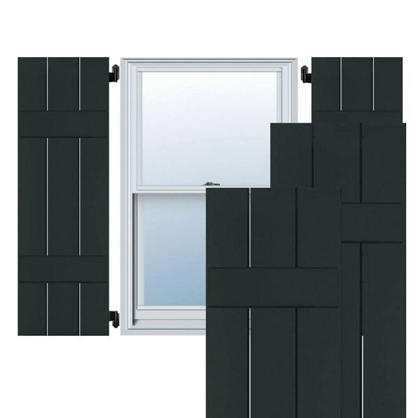 2-Pack 12-in W x 42-in H Black Forest Green Board and Batten Wood Exterior Shutters L32136