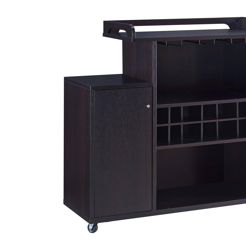 Brown Wooden Buffet Cart with Wine Rack and 1 Door Cabinet L693925