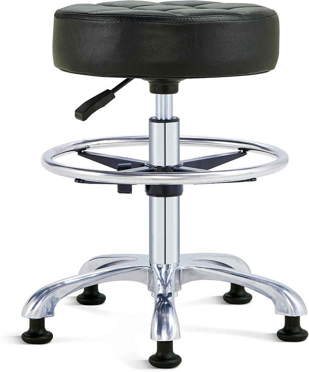 Black Height Adjustable Rolling Desk Stool with Backrest and Casters F134716